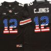 NCAA Ohio State Buckeyes 12 C.Jones Black USA Flag Men Jersey