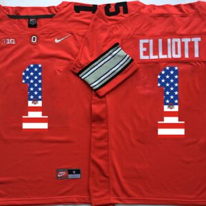 NCAA Ohio State Buckeyes 1 B.Miller Red USA Flag Men Jersey