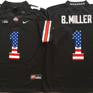 NCAA Ohio State Buckeyes 1 B.Miller Black USA Flag Men Jersey