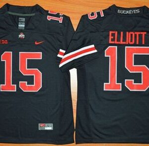 NCAA Ohio State Buckeyes 15 Ezekiel Elliott Black(Red ) Limited Men Jersey Big Patch