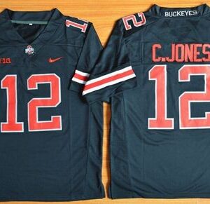 NCAA Ohio State Buckeyes 12 Cardale Jones Black(Red ) Limited Men Jersey With BIG Patch