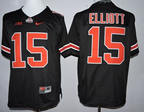 NCAA Ohio State Buckeyes 15 Ezekiel Elliott Black(Red ) Limited Men Jersey With BIG Patch