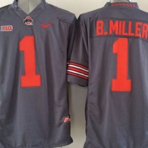 NCAA Ohio State Buckeyes 1 Braxton Miller Grey Limited Men Jersey With Big Patch