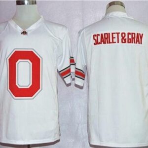 NCAA Ohio State Buckeyes 0 Scarlet and Gray White Pride Fashion Men Jersey