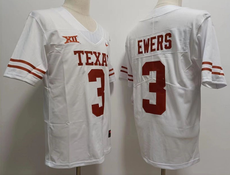NCAA Texas Longhorns 3 Ewers White Limited Men Jersey