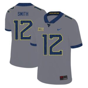NCAA West Virginia Mountaineers 12 Geno Smith Gray College Football Men Jersey