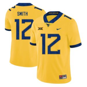 NCAA West Virginia Mountaineers 12 Geno Smith Yellow College Football Men Jersey