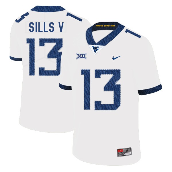 NCAA West Virginia Mountaineers 13 David Sills V White College Football Men Jersey