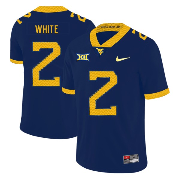 NCAA West Virginia Mountaineers 2 Ka'Raun White Navy College Football Men Jersey