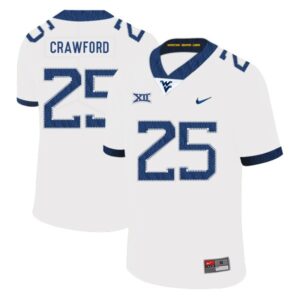 NCAA West Virginia Mountaineers 25 Justin Crawford White College Football Men Jersey