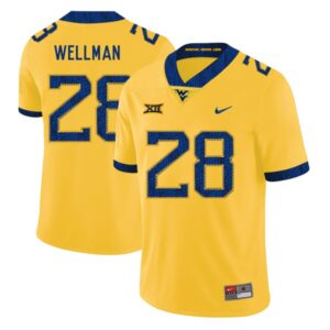 NCAA West Virginia Mountaineers 28 Elijah Wellman Yellow College Football Men Jersey