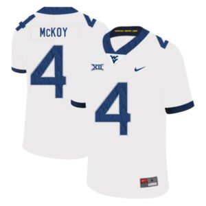 NCAA West Virginia Mountaineers 4 Kennedy McKoy White College Football Men Jersey