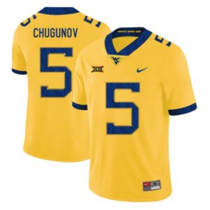 NCAA West Virginia Mountaineers 5 Chris Chugunov Yellow College Football Men Jersey