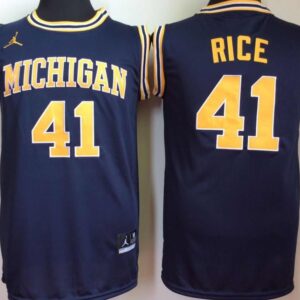 NCAA University of Michigan 41 Glen Rice Navy College Basketball Men Jersey