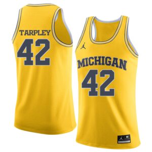 NCAA University of Michigan 42 Roy TARPLEY Yellow College Basketball Men Jersey