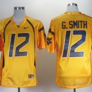 NCAA West Virginia Mountaineers 12 Geno Smith Gold Men Jersey