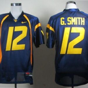 NCAA West Virginia Mountaineers 12 Geno Smith Navy Blue Men Jersey