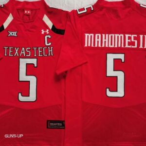 NCAA Texas Tech Red Raiders 5 Patrick Mahomes II Red C Patch College Football Men Jersey