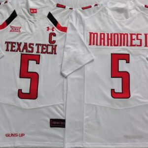 NCAA Texas Tech Red Raiders 5 Patrick Mahomes II White C Patch College Football Men Jersey