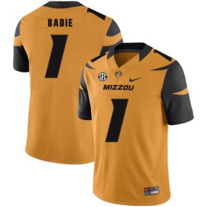 NCAA Missouri Tigers 1 Tyler Badie Gold Nike College Football Men Jersey