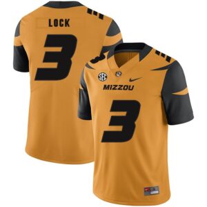 NCAA Missouri Tigers 3 Drew Lock Gold Nike College Football Men Jersey