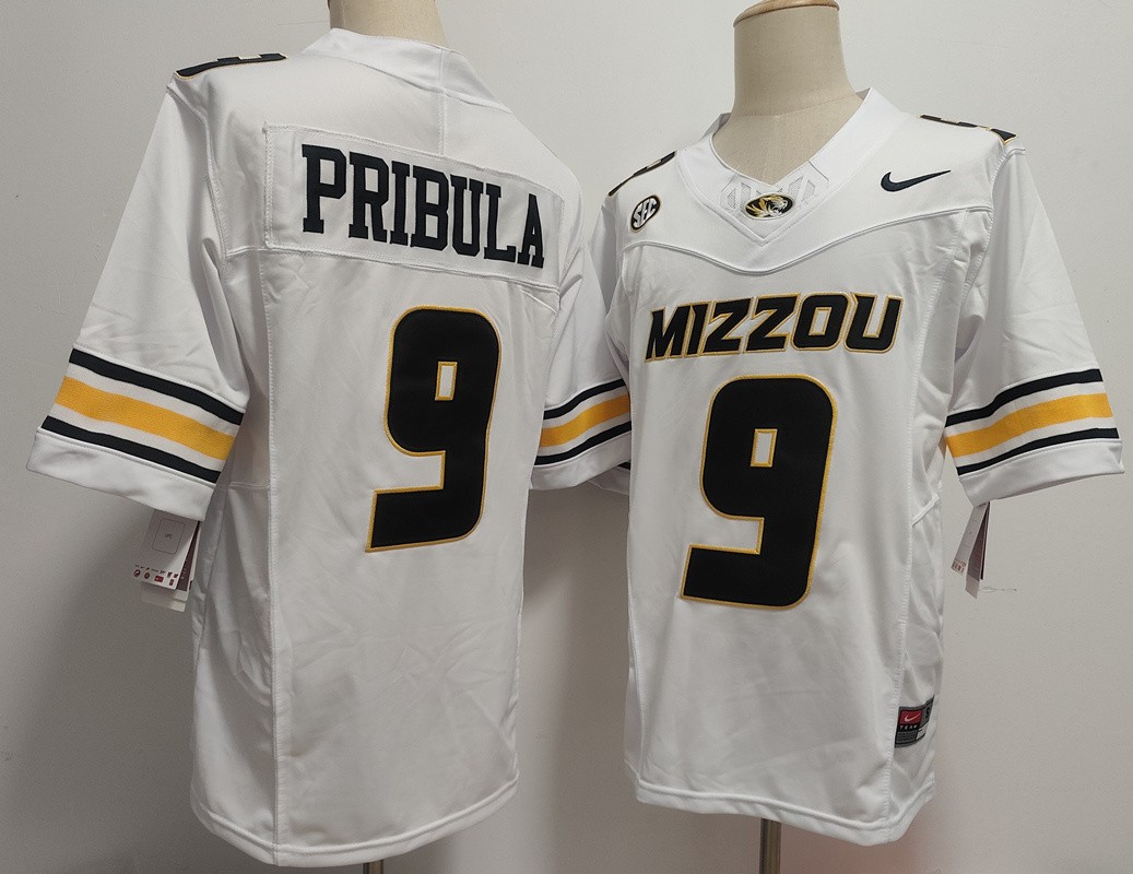 NCAA Missouri Tigers 9 Beau Pribula White F.U.S.E. Vapor Limited Men Jersey