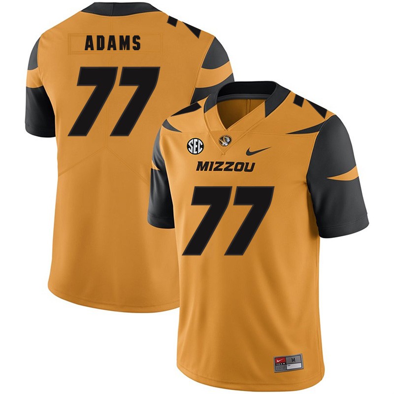 NCAA Missouri Tigers 77 Paul Adams Gold Nike College Football Men Jersey
