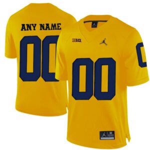 NCAA Michigan Wolverines Yellow Jordan Brand Customized Men Jersey