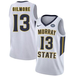NCAA Murray State Racers 13 Devin Gilmore White College Basketball Men Jersey