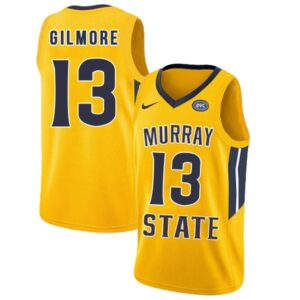 NCAA Murray State Racers 13 Devin Gilmore Yellow College Basketball Men Jersey