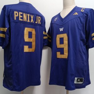 NCAA Washington Huskies 9 Michael Penix Jr. Purple Gold Vapor Limited Men Jersey