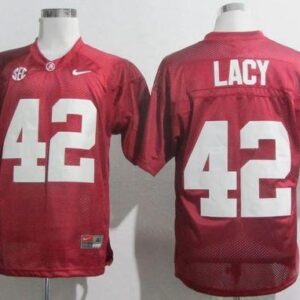 NCAA Alabama Crimson Tide 42 Eddie Lacy Red SEC Patch Men Jersey