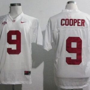 NCAA Alabama Crimson Tide 9 Amari Cooper White SEC Patch Men Jersey