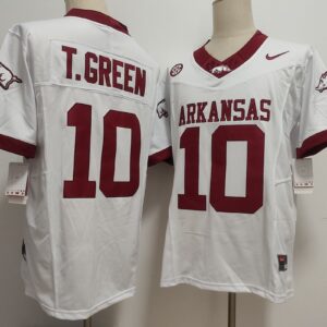 NCAA Arkansas Razorbacks 10 Taylen Green White F.U.S.E. Vapor Limited Men Jersey